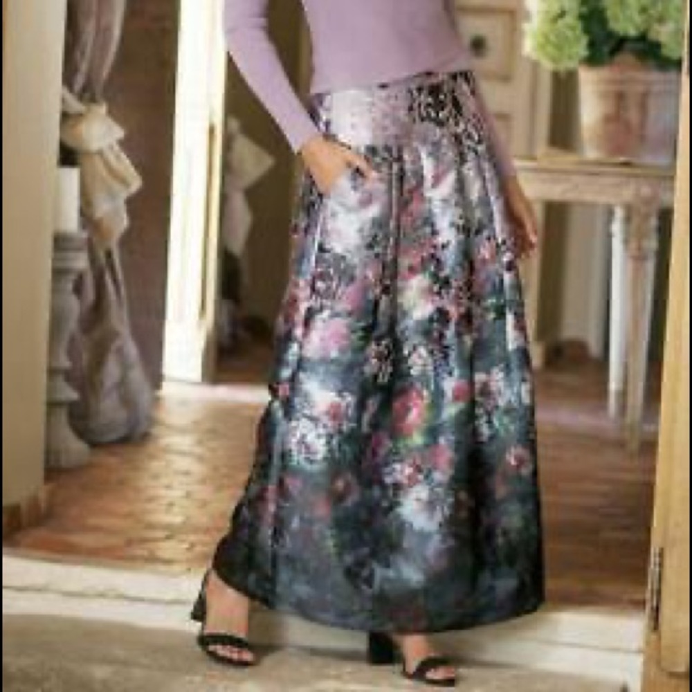 Soft Surrounding Astor metallic floral print maxi skirt